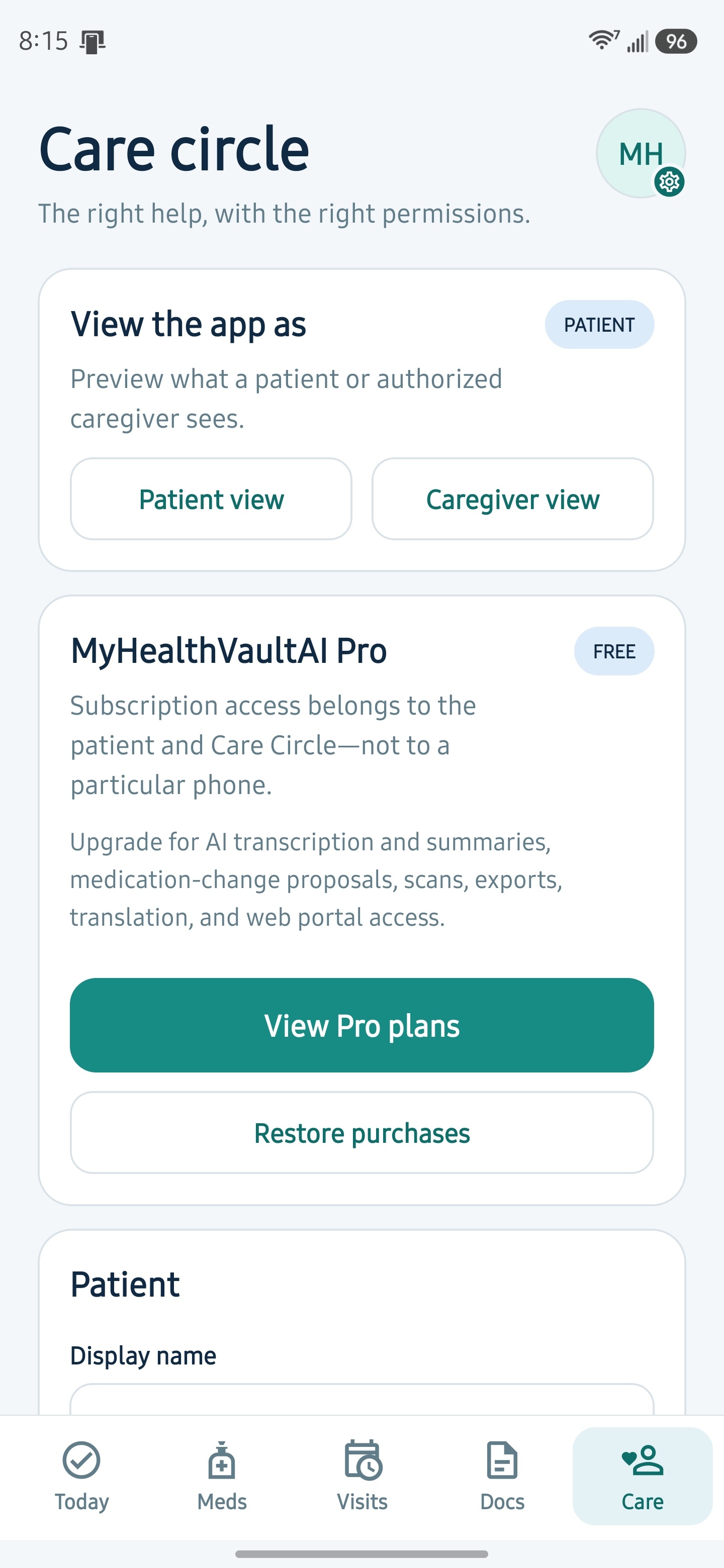 MyHealthVaultAI Care Circle on Android