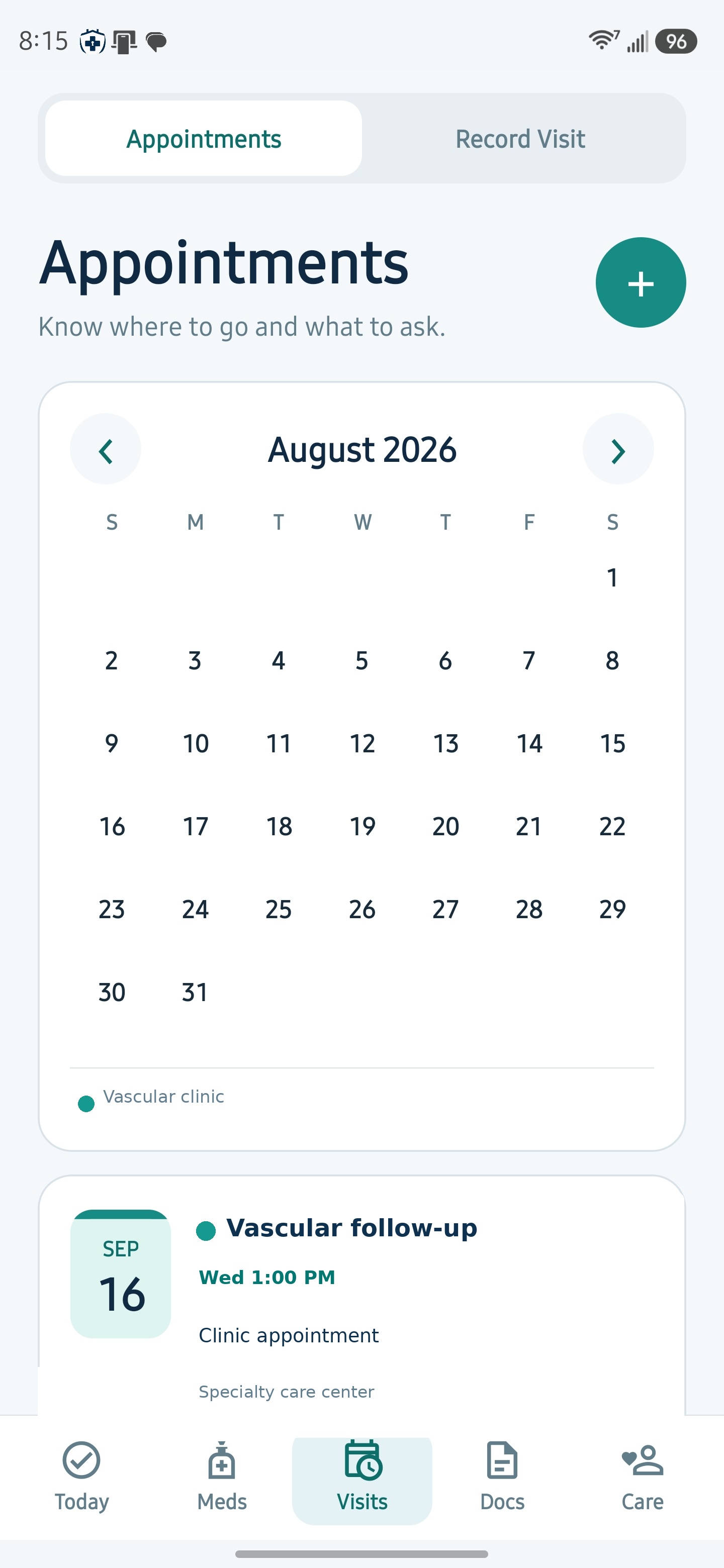 MyHealthVaultAI appointments on Android