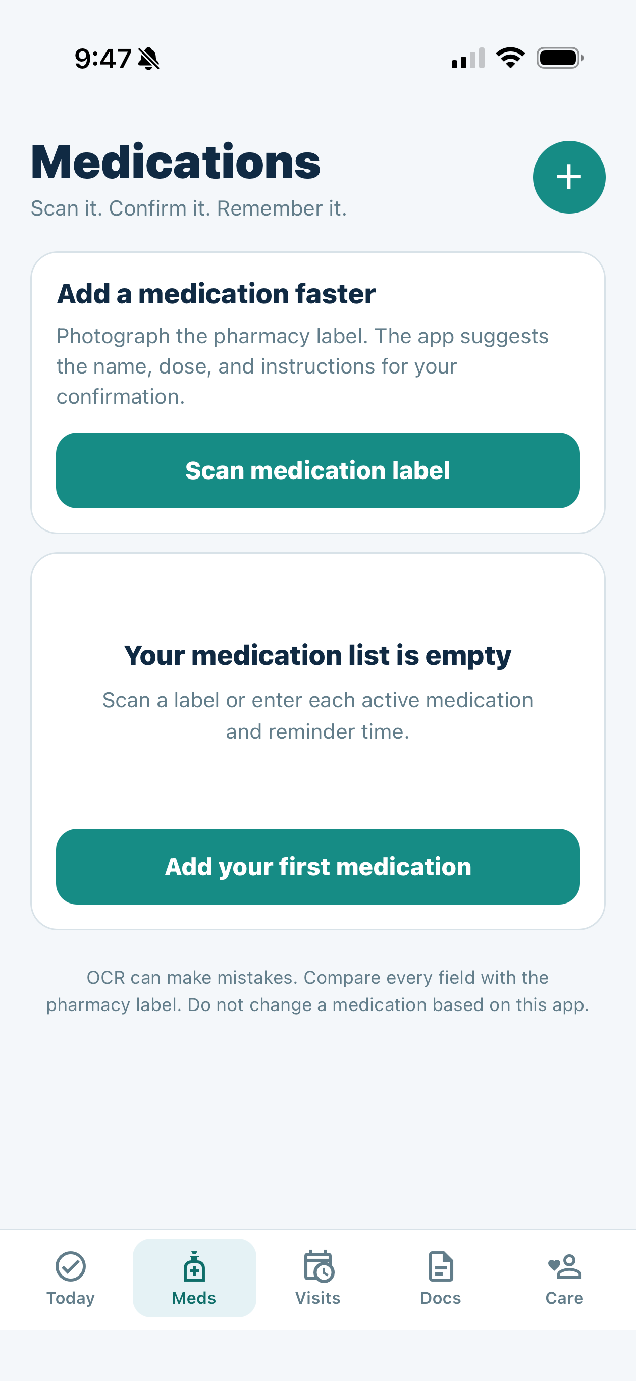 MyHealthVaultAI medication management on iOS