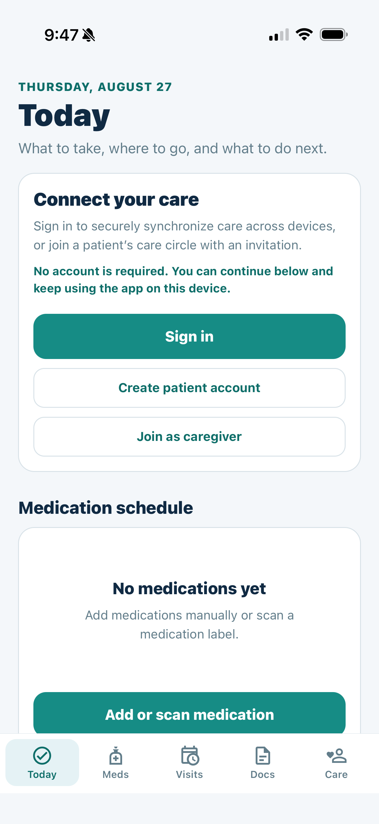 MyHealthVaultAI Today screen on iOS
