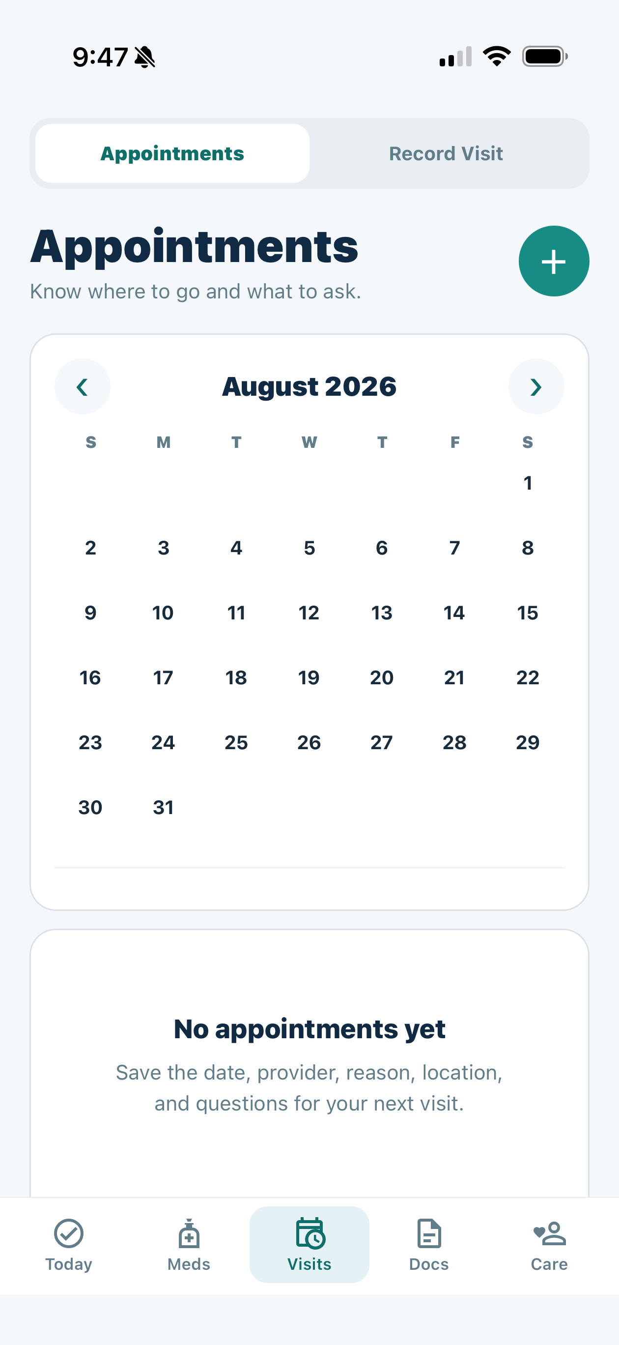 MyHealthVaultAI appointments on iOS